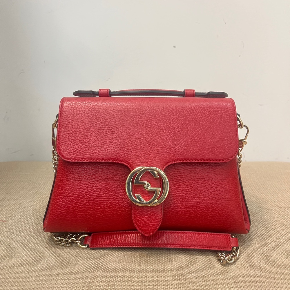 Gucci Dollar Calfskin Interlocking G Top Handle Shoulder Bag - Picture 1 of 11